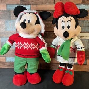 Gemmy Disney Mickey&  Minnie Mouse Large 22" Standing Christmas Porch Greeters